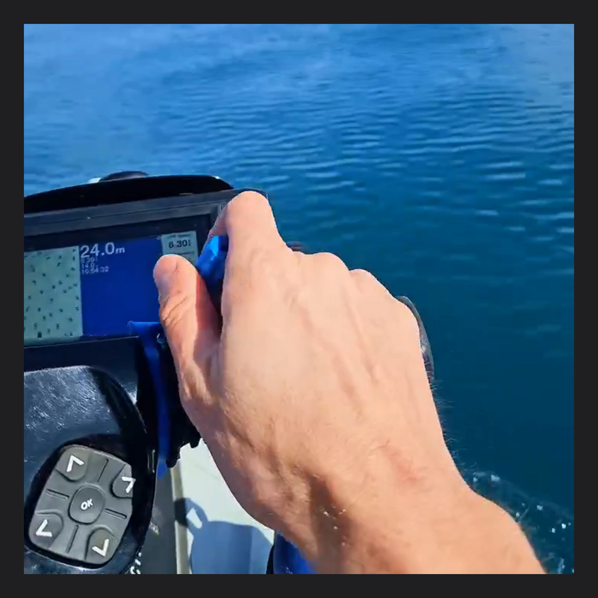Rider adjusting the trolling throttle control