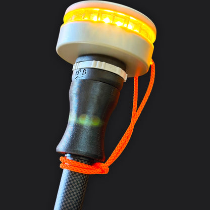 Close-up of all-round warm white light and pole adapter